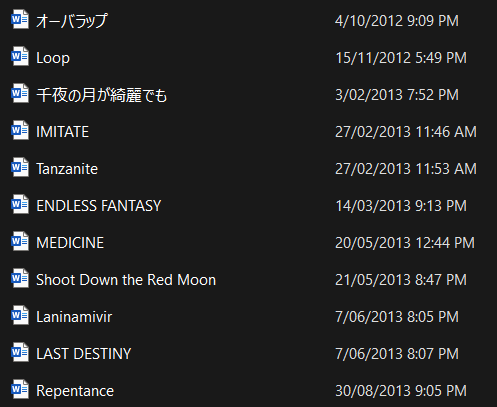 A screenshot showing draft translations dating back to 2012.